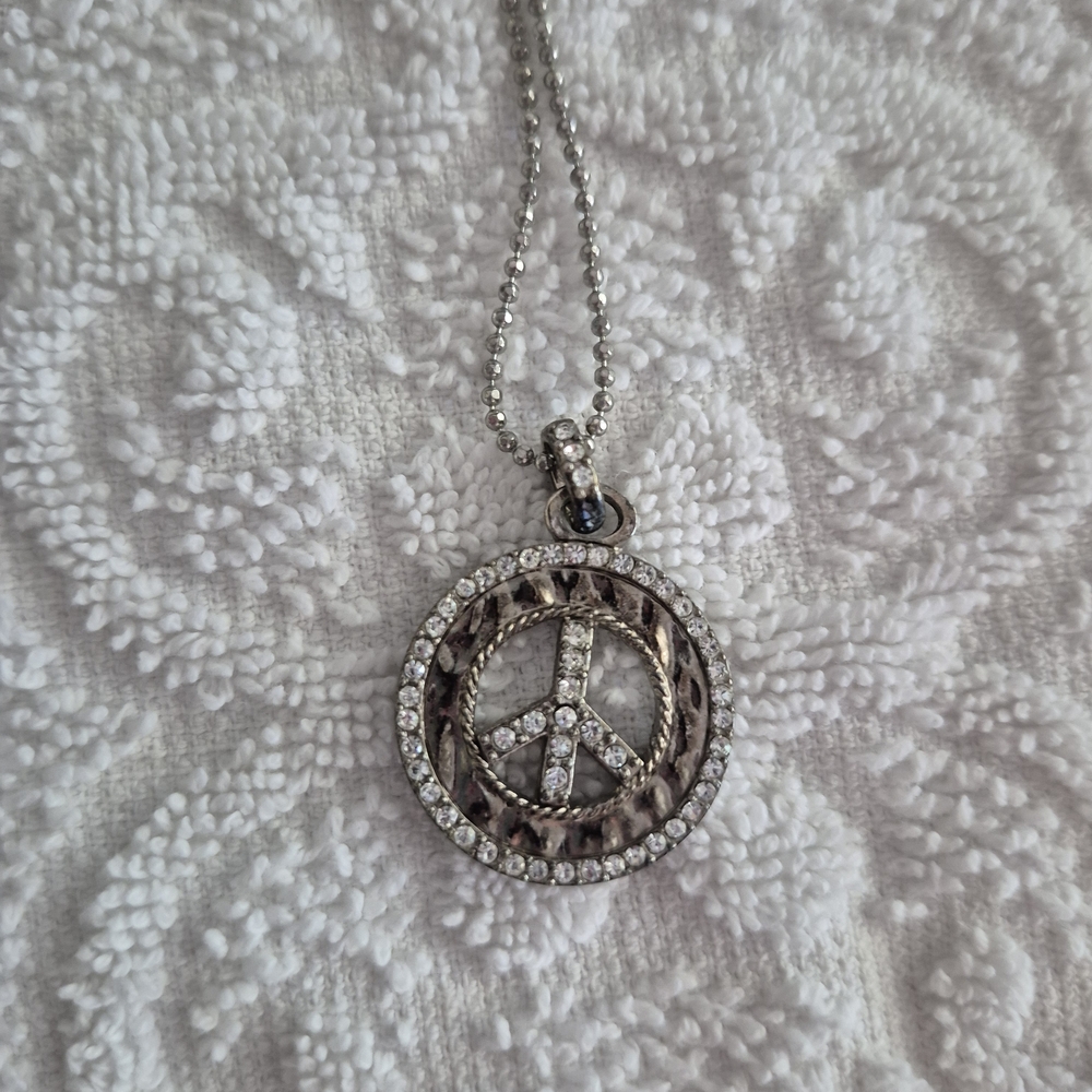 Lia Sophia Silver Peace Symbol Necklace